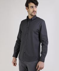 Camisa-Masculina-Comfort-Estampada-Mini-Print-Resistente-a-Agua-Manga-Longa-Chumbo-9813624-Chumbo_1