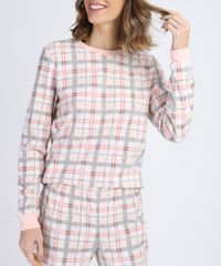 Pijama-de-Fleece-Feminino-Estampado-Xadrez-Manga-Longa-Rosa-9836383-Rosa_3
