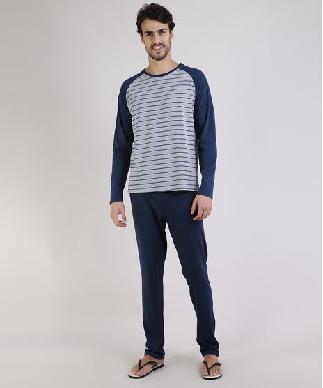 Pijama-Masculino-Raglan-com-Listras-Manga-Longa-Cinza-Mescla-9946153-Cinza_Mescla_1