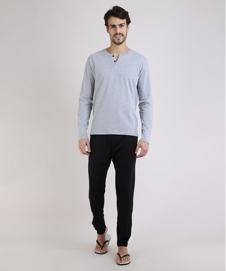 Pijama-Masculino-Manga-Longa-Gola-Portuguesa-Cinza-Mescla-9946156-Cinza_Mescla_1
