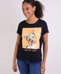 Blusa-Feminina--Glam-Day--Manga-Curta-Decote-Redondo-Preta-9946671-Preto_1