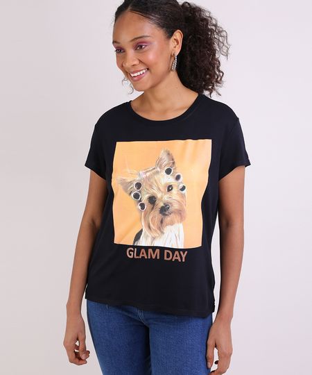 Blusa-Feminina--Glam-Day--Manga-Curta-Decote-Redondo-Preta-9946671-Preto_1