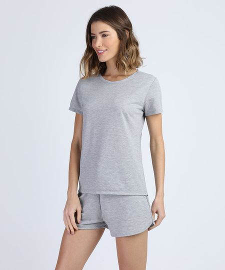 Pijama-Feminino-em-Moletom-Manga-Curta-Cinza-Mescla-9952350-Cinza_Mescla_1