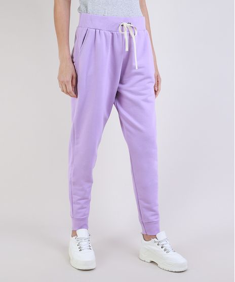 Calca-de-Moletom-Feminina-Jogger-Cintura-Alta-com-Bolsos-Lilas-9952526-Lilas_1