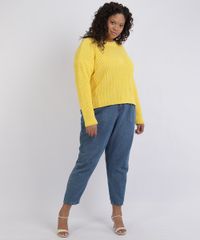 Sueter-Feminino-Plus-Size-Oversized-Decote-Redondo-Amarelo-9957759-Amarelo_3