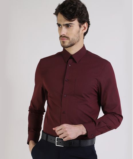 Camisa-Masculina-Comfort-com-Bolso-Manga-Longa-Vinho-8826559-Vinho_Escuro_1