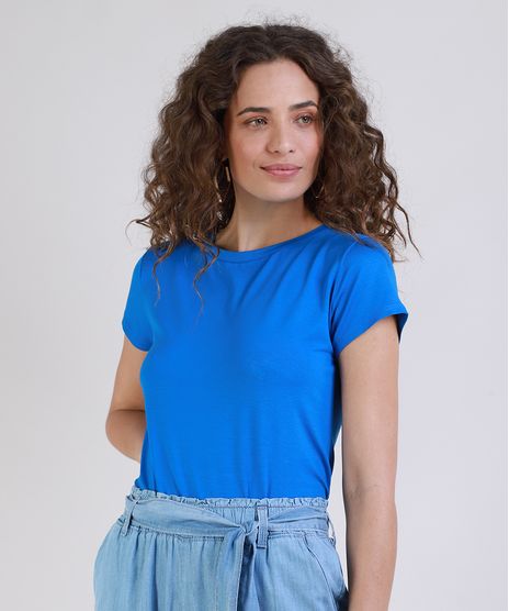 Blusa-Feminina-Basica-com-Botoes-Manga-Curta-Decote-Redondo-Azul-Royal-9717261-Azul_Royal_1