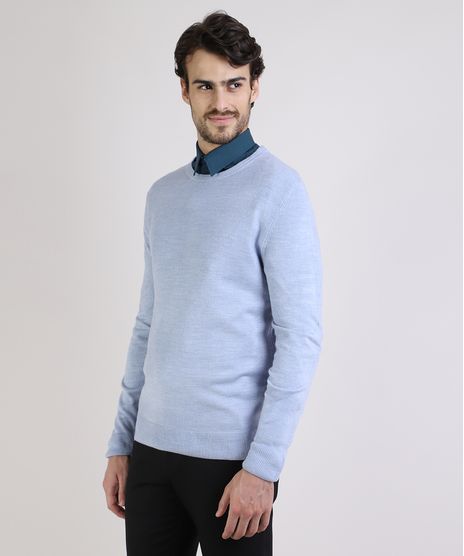 Sueter-Masculino-em-Trico-Gola-Careca--Azul-Claro-9786700-Azul_Claro_1