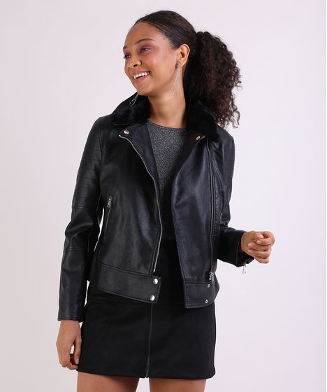 jaqueta biker feminina suede