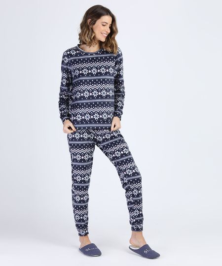 Pijama-de-Fleece-Feminino-Estampado-Etnico-Manga-Longa-Azul-Marinho-9900202-Azul_Marinho_1 Pijama-de-Fleece-Feminino-Estampado-Etnico-Manga-Longa-Azul-Marinho-9900202-Azul_Marinho_1