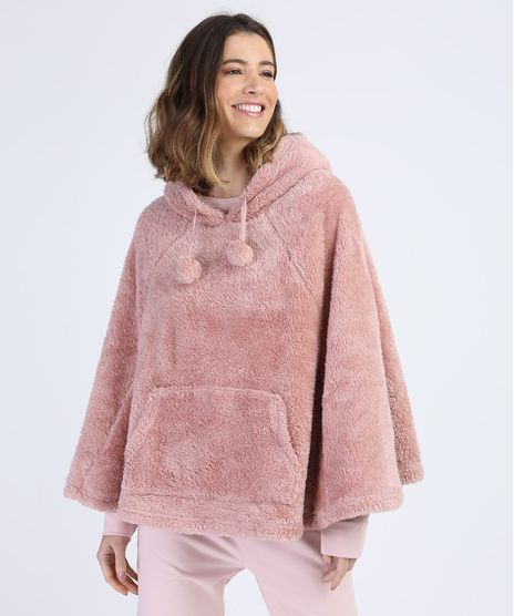 Poncho-de-Plush-Feminino-com-Capuz-em-Plush-Rosa-9900216-Rosa_1