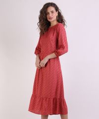 Vestido-Feminino-Midi-Estampado-de-Poa-Manga-Bufante-Vermelho-9943244-Vermelho_1