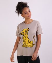 Blusa-Feminina-Simba-O-Rei-Leao-Manga-Curta-Decote-Redondo-Kaki-9945804-Kaki_1