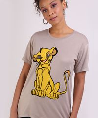 Blusa-Feminina-Simba-O-Rei-Leao-Manga-Curta-Decote-Redondo-Kaki-9945804-Kaki_4