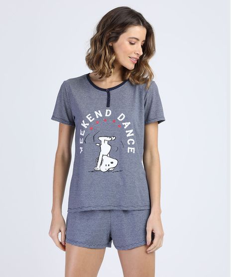 Pijama-Feminino-Snoopy-Listrado-Manga-Curta-Azul-Escuro-9946679-Azul_Escuro_1
