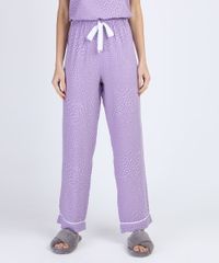 Calca-de-Pijama-Feminina-Reta-Estampada-de-Poa-com-Cordao-Lilas-9952283-Lilas_1