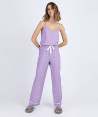 Calca-de-Pijama-Feminina-Reta-Estampada-de-Poa-com-Cordao-Lilas-9952283-Lilas_3