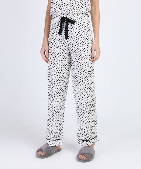 Calca-de-Pijama-Feminina-Reta-Estampada-de-Poa-com-Cordao-Off-White-9952283-Off_White_1
