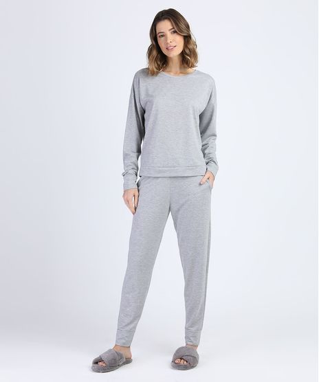Pijama-de-Moletom-Feminino-Manga-Longa-Cinza-Mescla-9952346-Cinza_Mescla_1