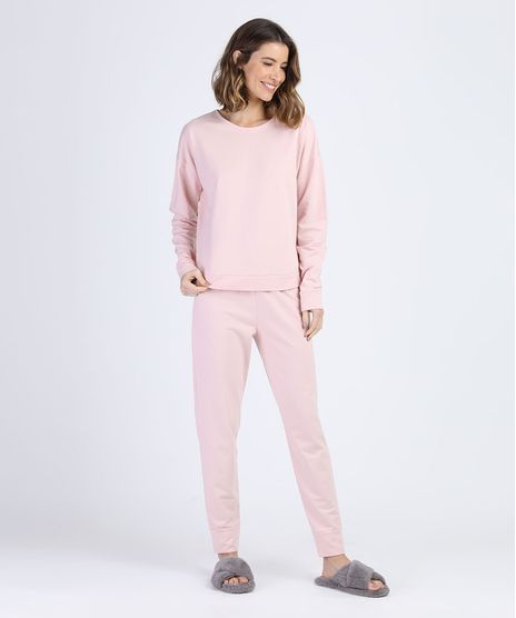 Pijama-de-Moletom-Feminino-Manga-Longa-Rosa-9952347-Rosa_1