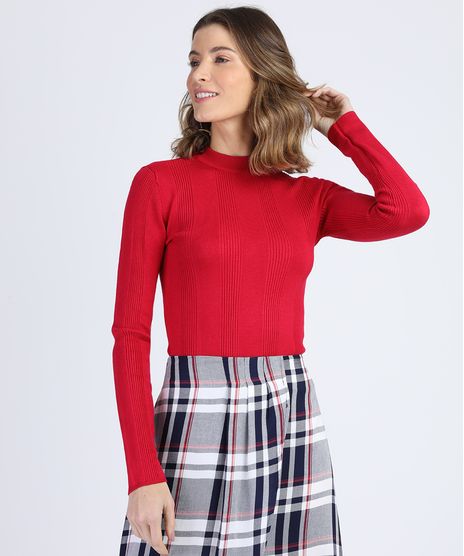Blusa-Feminina-Basica-em-Trico-Manga-Longa-Vermelha-9356754-Vermelho_1