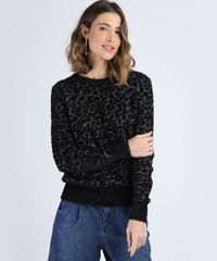 Sueter-de-Trico-Feminino-Felpudo-Estampado-Animal-Print-Onca-Decote-Redondo-Cinza-Mescla-Escuro-9793298-Cinza_Mescla_Escuro_1