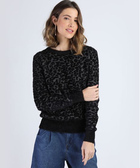 Sueter-de-Trico-Feminino-Felpudo-Estampado-Animal-Print-Onca-Decote-Redondo-Cinza-Mescla-Escuro-9793298-Cinza_Mescla_Escuro_1