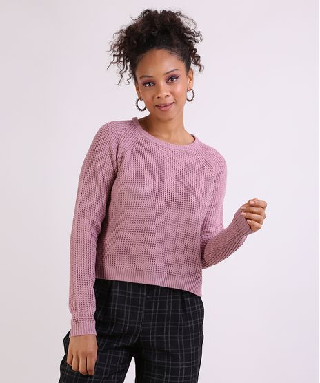 Sueter-Feminino-em-Trico-Decote-Redondo-Rosa-Escuro-9798092-Rosa_Escuro_1