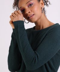 Sueter-Feminino-em-Trico-Decote-Redondo-Verde-Escuro-9798092-Verde_Escuro_4