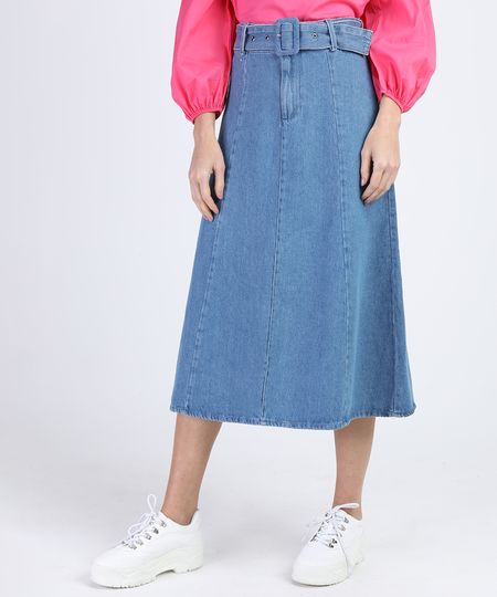 Saia-Jeans-Feminina-Midi-Evase-com-Cinto-Azul-Medio-9831925-Azul_Medio_1