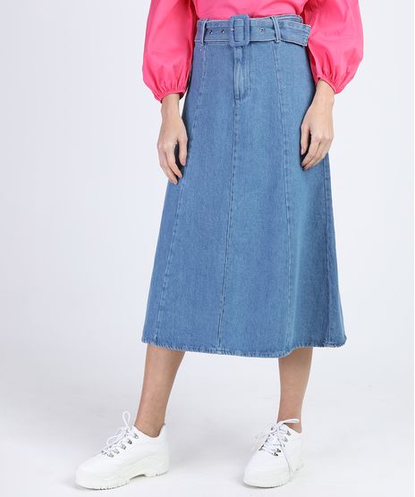 Saia-Jeans-Feminina-Midi-Evase-com-Cinto-Azul-Medio-9831925-Azul_Medio_1