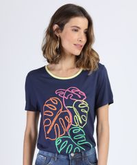 Blusa-Feminina-Folhas-Manga-Curta-Decote-Redondo-Azul-Marinho-9942865-Azul_Marinho_1