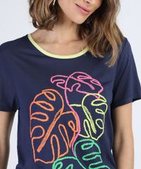 Blusa-Feminina-Folhas-Manga-Curta-Decote-Redondo-Azul-Marinho-9942865-Azul_Marinho_4