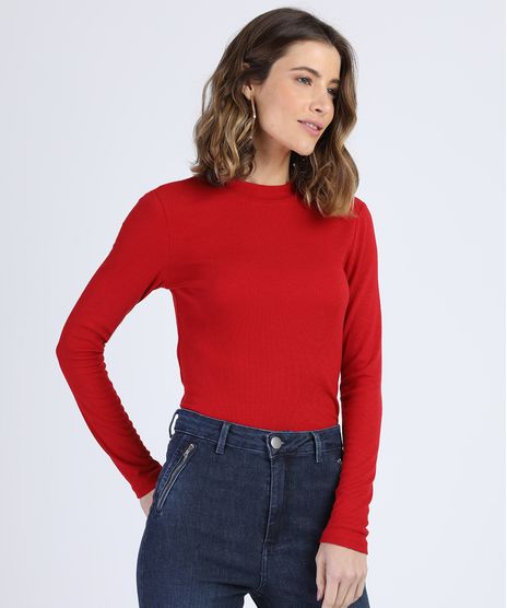 Blusa-Feminina-Canelada-Manga-Longa-Gola-Alta-Vermelho-Escuro-9943482-Vermelho_Escuro_1