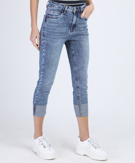 Calca-Jeans-Feminina-Skinny-Cropped-Cintura-Alta-com-Barra-Dobrada-Azul-Claro-9946826-Azul_Claro_1