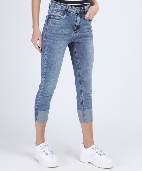 Calca-Jeans-Feminina-Skinny-Cropped-Cintura-Alta-com-Barra-Dobrada-Azul-Claro-9946826-Azul_Claro_1