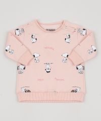 Blusao-de-Moletom-Infantil-Snoopy-Estampado-com-Botoes-Laterais-Rosa-Claro-9954372-Rosa_Claro_1