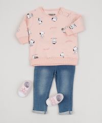 Blusao-de-Moletom-Infantil-Snoopy-Estampado-com-Botoes-Laterais-Rosa-Claro-9954372-Rosa_Claro_3