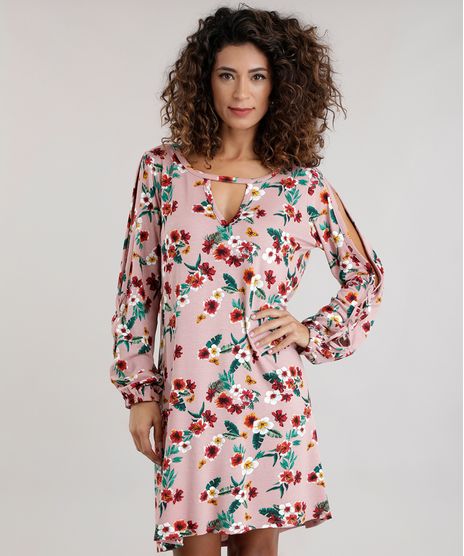 Vestido-Estampado-Floral-com-Recortes-Rose-8715818-Rose_1