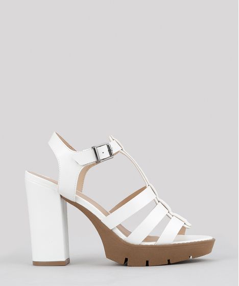 sandália tratorada branca