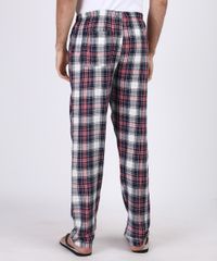 Calca-de-Pijama-Masculina-em-Flanela-Estampada-Xadrez-com-Bolso-Traseiro-Azul-9955325-Azul_2