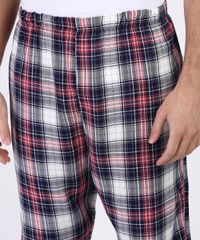 Calca-de-Pijama-Masculina-em-Flanela-Estampada-Xadrez-com-Bolso-Traseiro-Azul-9955325-Azul_4