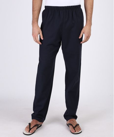 Calca-de-Pijama-Masculina-em-Flanela-com-Bolso-Traseiro-Azul-Marinho-9955327-Azul_Marinho_1