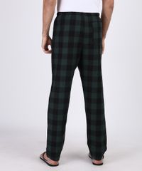 Calca-de-Pijama-Masculina-em-Flanela-Estampada-Xadrez-com-Bolso-Verde-Escuro-9955731-Verde_Escuro_2