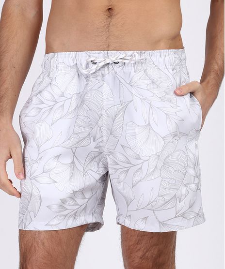 Bermuda-Masculina-Reta--Estampada-de-Folhagem-com-Cordao-Para-Amarrar-Off-White-9956283-Off_White_1