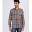 Camisa-Masculina-Estampada-Xadrez-em-Flanela-com-Bolso-Manga-Longa-Marrom-9809545-Marrom_1