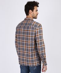 Camisa-Masculina-Estampada-Xadrez-em-Flanela-com-Bolso-Manga-Longa-Marrom-9809545-Marrom_2
