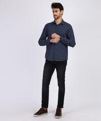 Camisa-Masculina-Mini-Print-Floral-Manga-longa-Azul-Marinho-9809546-Azul_Marinho_3