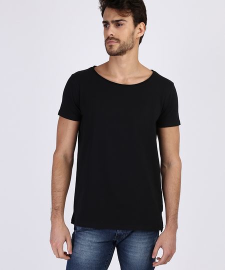 Camiseta-Masculina-Longa-Manga-Curta-Gola-Careca-Preta-9952027-Preto_1