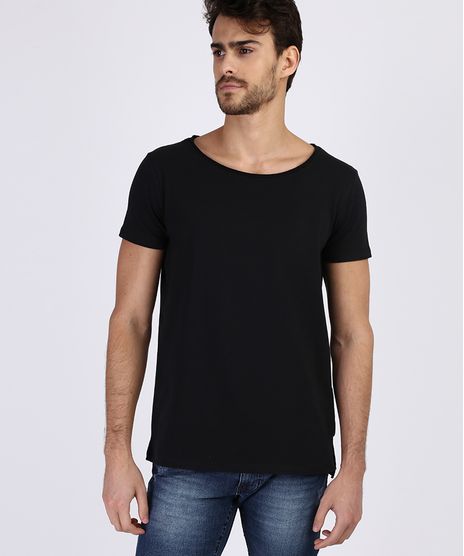 Camiseta-Masculina-Longa-Manga-Curta-Gola-Careca-Preta-9952027-Preto_1